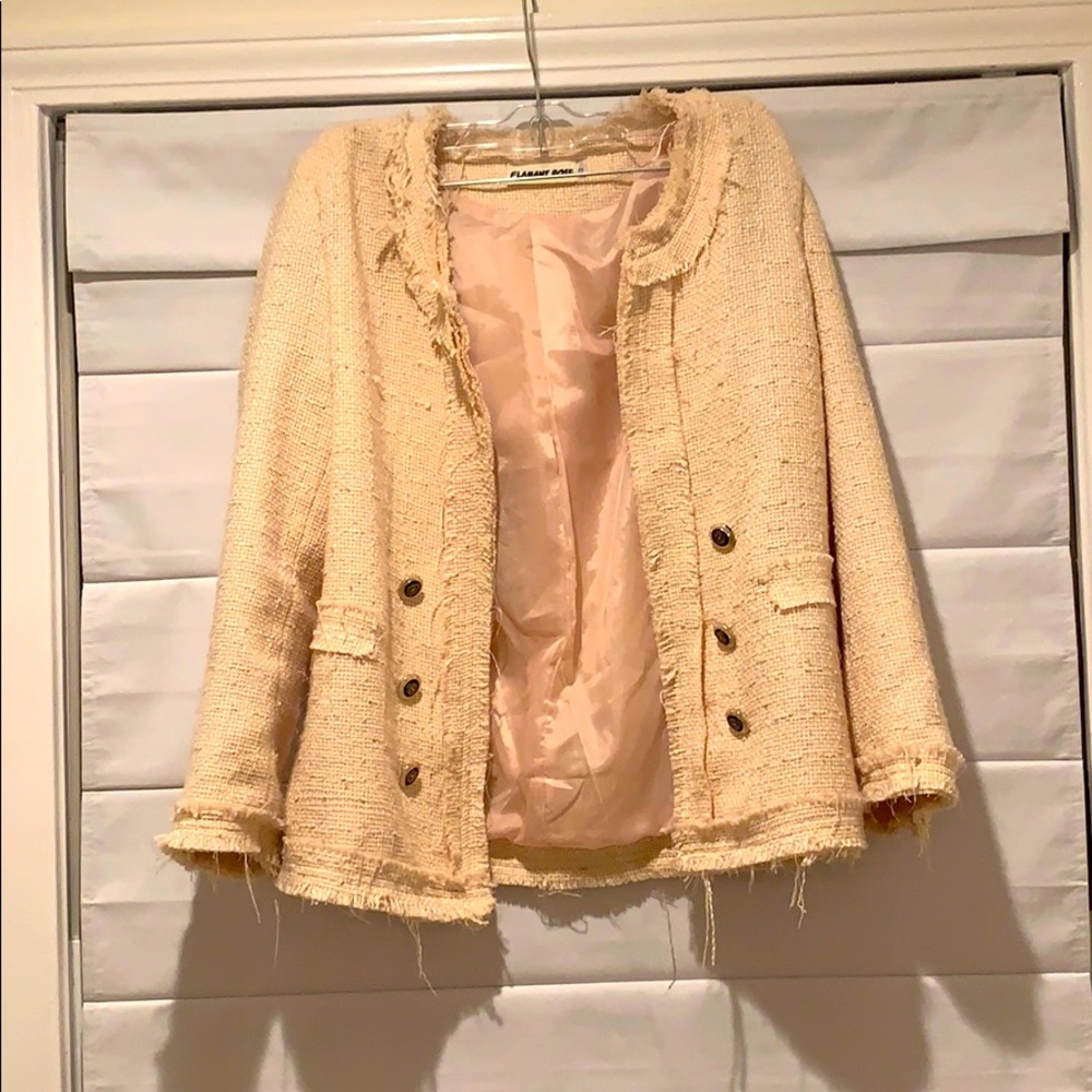 Pale blush knit blazer